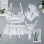 Petal Rill Floral Lace Lingerie Set with Stockings