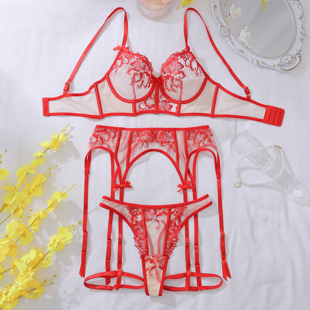Scarlet Veil Floral Lace Lingerie Set