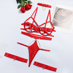 Cirren Strappy Open-Cup Lingerie Set with Chain Details
