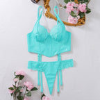 Naiad Lace Garter Lingerie Set