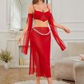 Sorevane Red Mesh Lingerie Set with Sleeves